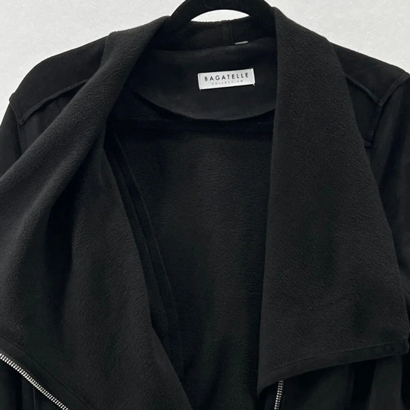 BAGATELLE Blazer Jacket Women's Size M Asymmetric Zip Front Fleece-Lined Black - Picture 4 of 11